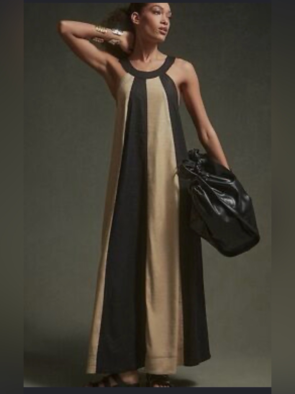 Maeve Linen Halter Swing Maxi Dress